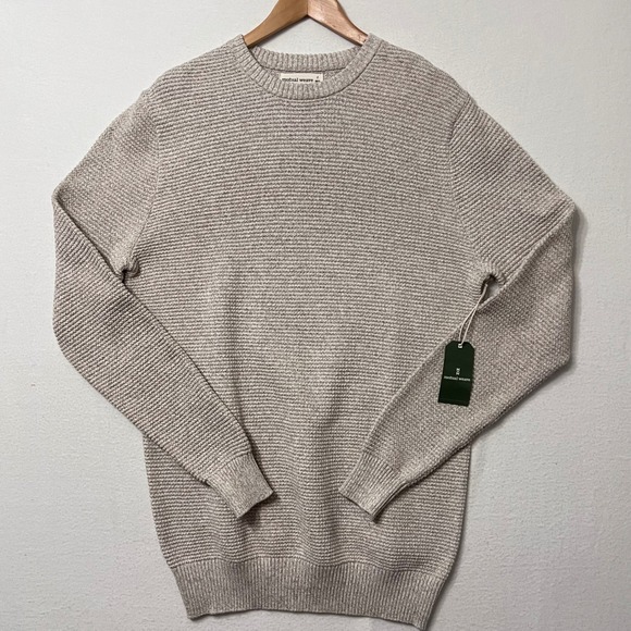 Unique Baby Other - Men's Mutual Weave Crew Neck Long Sleeve Sweater LT Beige Neutral Cotton Casual